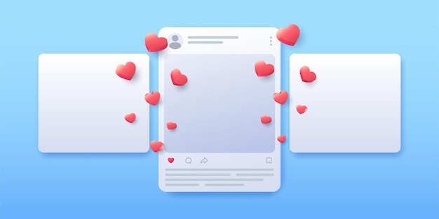 Interfaz de aplicación de redes sociales publicación y reacción de amor
