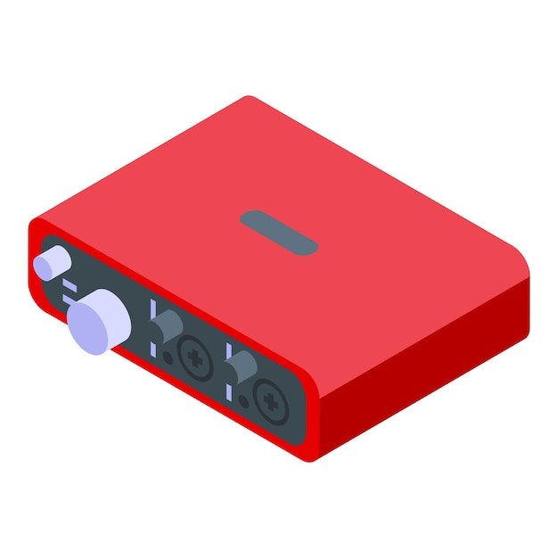 Interfaz de audio roja para grabación de sonido profesional y producción musical