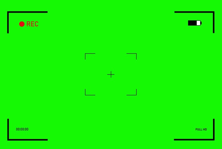 Interfaz de la cámara de pantalla en el fondo verde del templo Marco vectorial