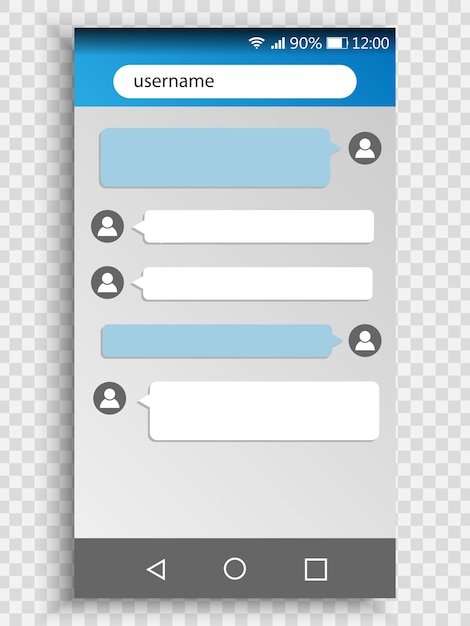 Vector interfaz de chat telefónico. mensajes sms.