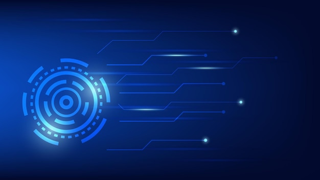 Interfaz de círculo de tecnología futurista con concepto de fondo de alta tecnología digital de luz azul