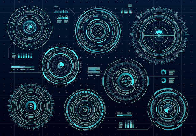 Frase Reducción de precios Lo anterior Interfaz digital circle hud, panel de datos | Vector Premium