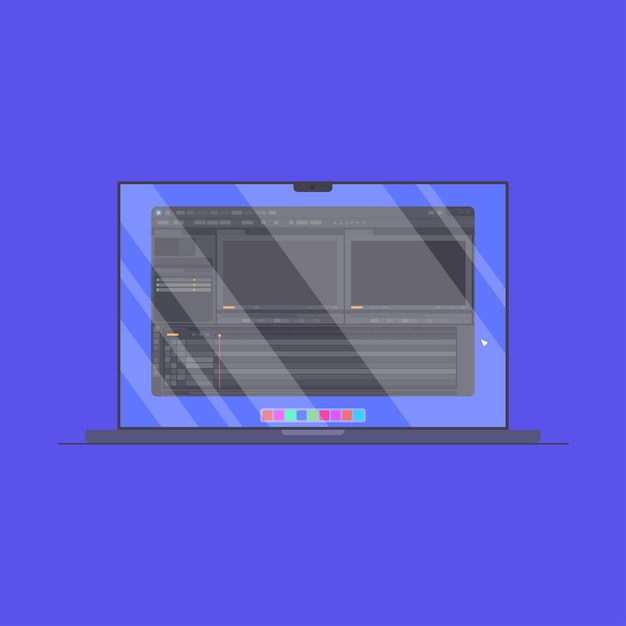 interfaz de edición de video en una computadora portátil o interfaz Adobe Premiere Pro en una computadora portátil