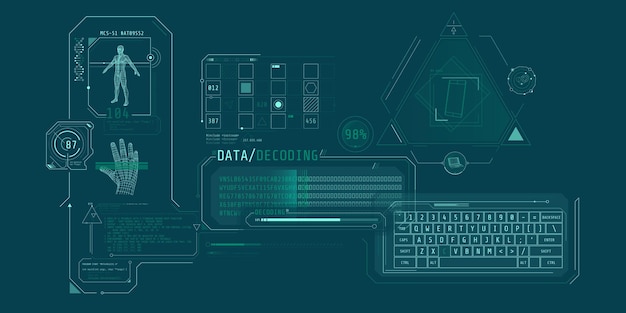 Interfaz futurista para la introducción y decodificación de datos personales