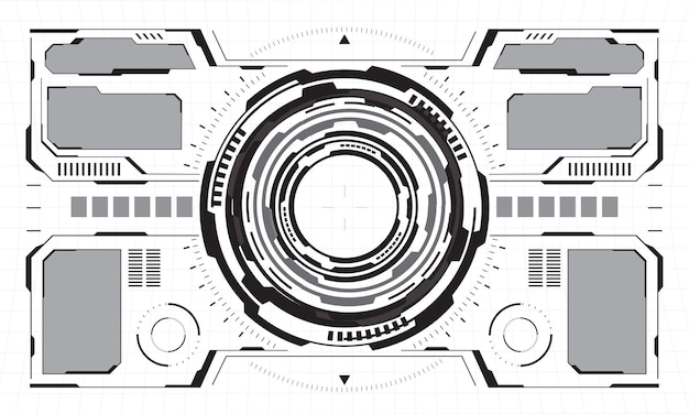 Interfaz HUD diseño geométrico negro tecnología futurista visualización creativa en vector blanco