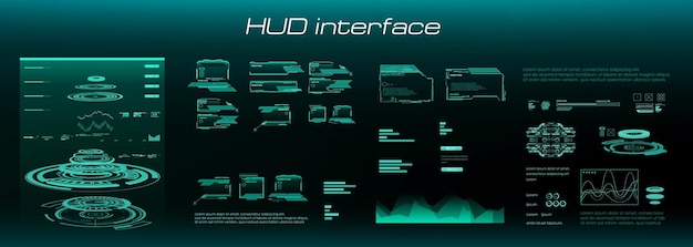 Interfaz HUD futurista Panel personalizado con holograma de portal y función de escaneo de objetos Interfaz gráfica de usuario virtual para videojuegos