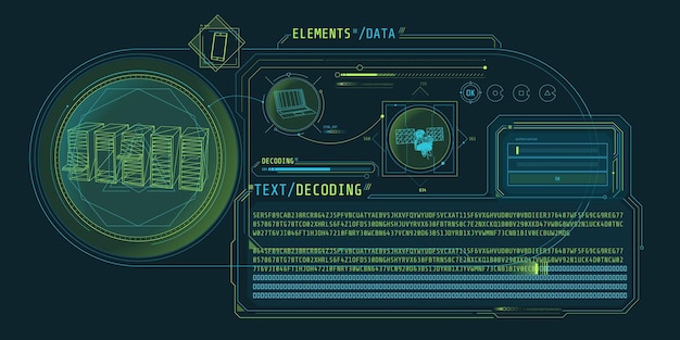 interfaz Hud para el procesamiento de datos del servidor con decodificación de texto