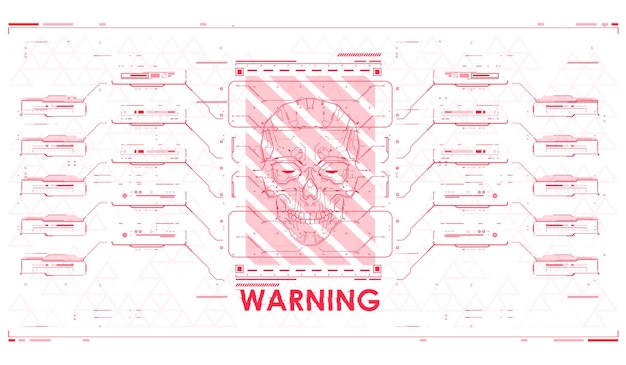 Interfaz hud con signo de atención ilustración vectorial concepto de seguridad diseño de comunicación de tecnología abstracta