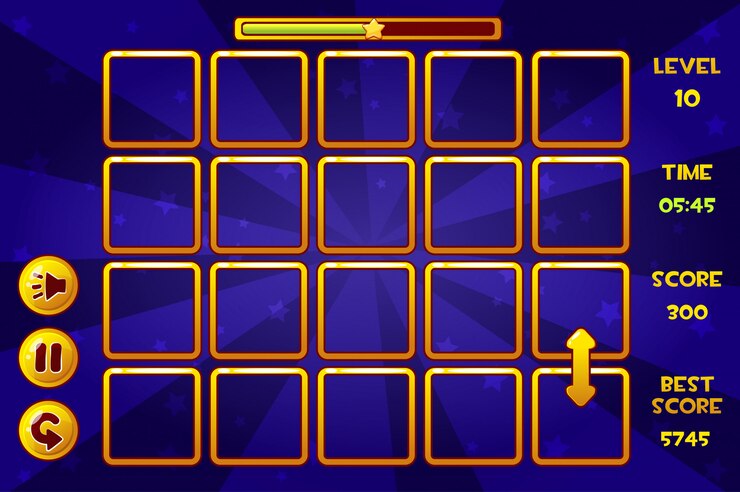 Vector interfaz match3 juegos y botones, activos del juego