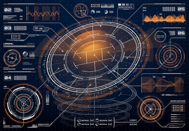 Interfaz de pantalla digital HUD, infografías