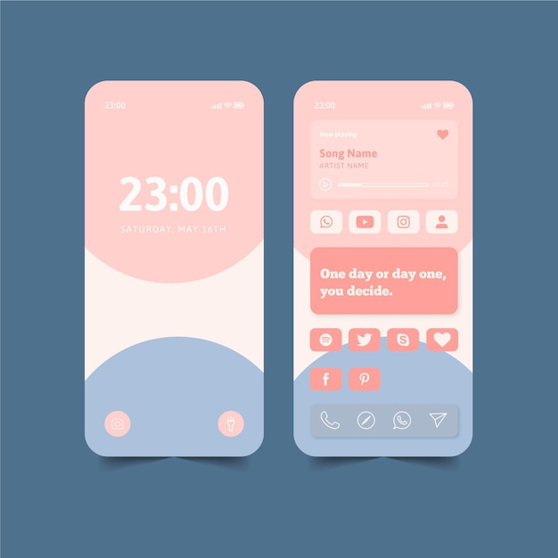 Interfaz de pantalla de inicio en colores pastel