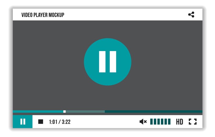 Vector interfaz de pantalla de pausa de video maqueta de barra de aplicación de medios