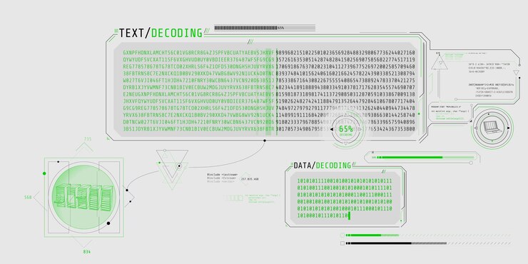 Vector interfaz de procesamiento de datos del servidor con decodificación de texto