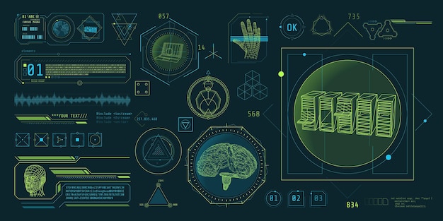 Interfaz del programa para procesar y decodificar big data ilustración vectorial