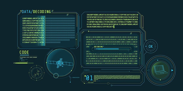 Interfaz del programa para procesar y decodificar datos satelitales Ilustración vectorial