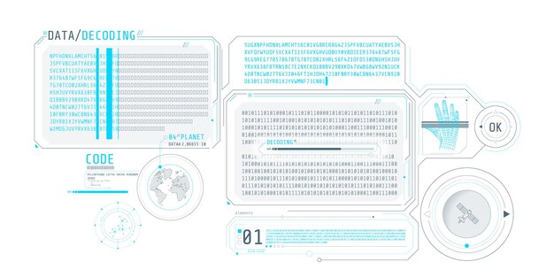 Interfaz del programa para procesar y decodificar datos satelitales Ilustración vectorial