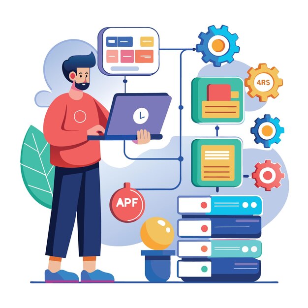 Interfaz de programación de aplicación API para conectarse entre software o codificación de aplicación para intercambiar