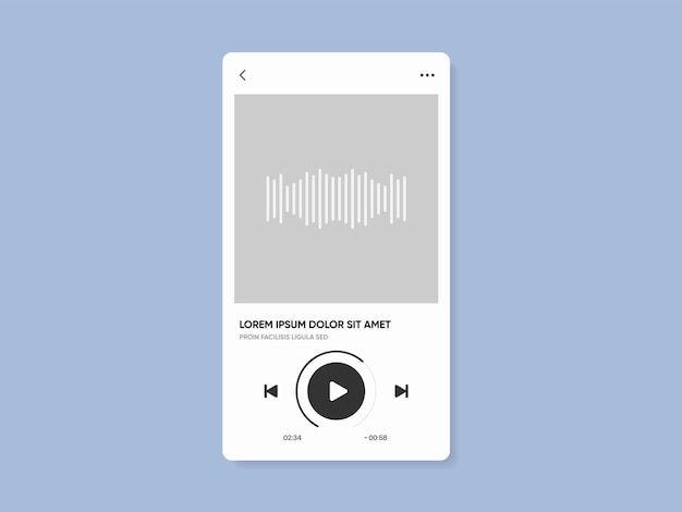 Interfaz de reproductor de música de medios aislada en fondo blanco plantilla de marco multimedia Mockup en vivo st