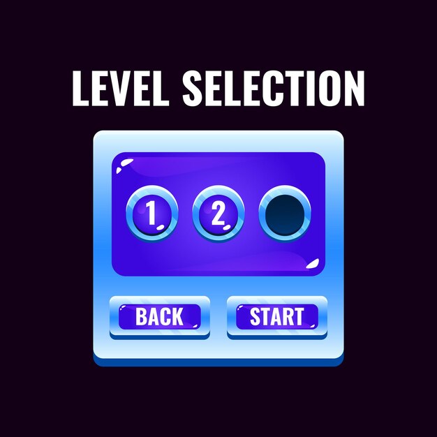 Interfaz de selección de nivel de interfaz de usuario de juego de jalea espacial para juegos 2d