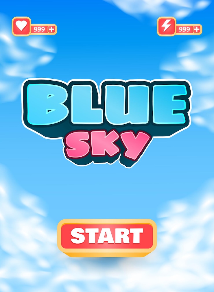 Vector interfaz de tablero vertical divertido juego de cielo azul ui