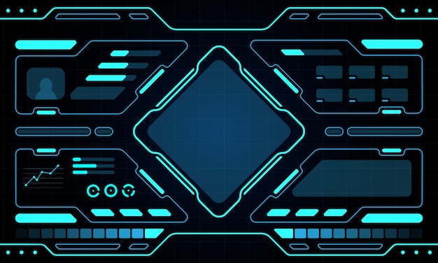 Vector interfaz de tecnología abstracta del panel de control azul hud