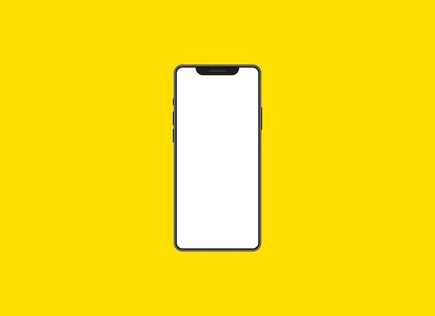 Interfaz de teléfono inteligente con pantalla en blanco sobre un fondo amarillo