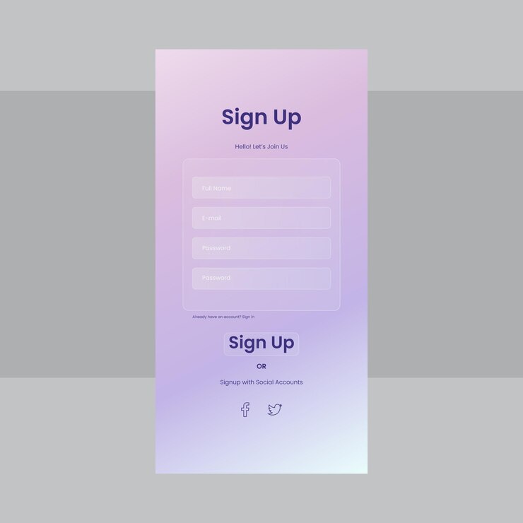 Interfaz de usuario de la aplicación móvil de pantalla de registro de vector