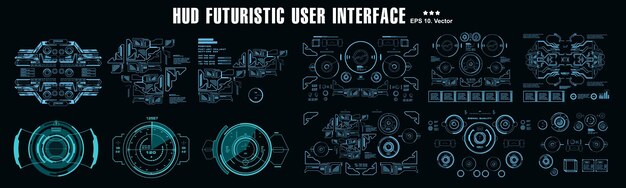 Interfaz de usuario azul futurista de HUD, panel de destino, pantalla de tecnología de realidad virtual