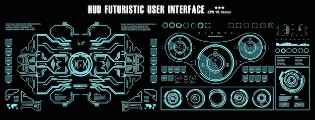 Interfaz de usuario azul futurista de HUD, panel de destino, pantalla de tecnología de realidad virtual