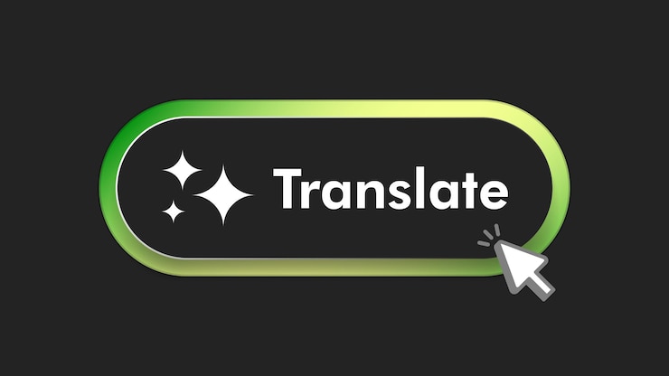 Vector interfaz de usuario de botón de traducción de ia generativa concepto de diseño de ui ux de inteligencia artificial
