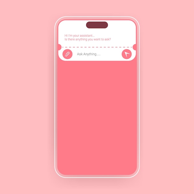 Interfaz de usuario de chatbot de IA de color rosa