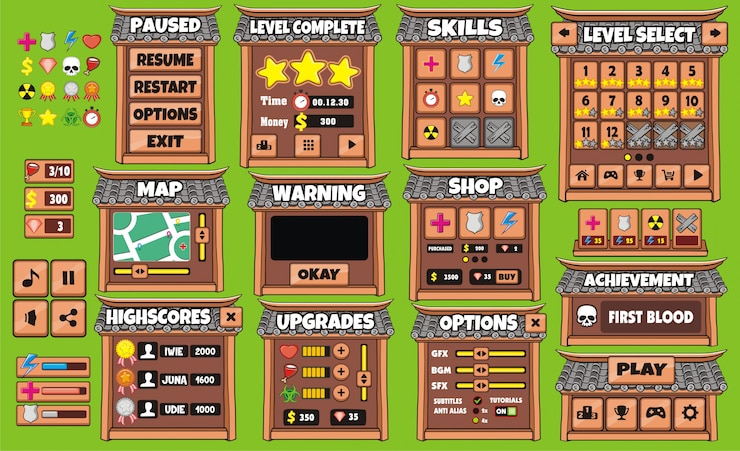 Vector interfaz de usuario para crear juegos