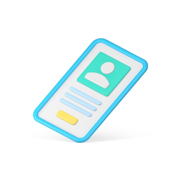 Interfaz de usuario de cuenta personal de teléfono inteligente pantalla de teléfono móvil icono 3d isométrico vector realista