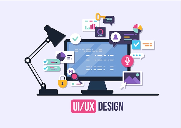 Vector interfaz de usuario, desarrollo de aplicaciones y ui, ux. ilustración creativa.