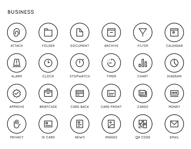 Interfaz de usuario empresarial UI Conjunto de iconos vectoriales Iconos con líneas mínimas de alta calidad para todos los propósitos