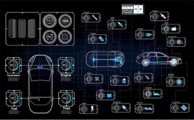 Interfaz de usuario futurista HUD UI Interfaz de usuario táctil gráfica virtual abstracta