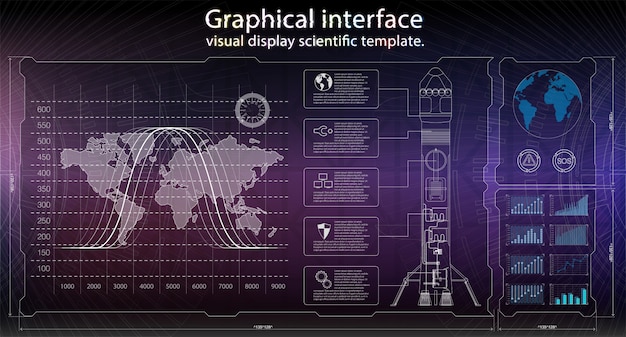 Interfaz de usuario futurista. HUD UI. Interfaz de usuario táctil gráfica virtual abstracta.