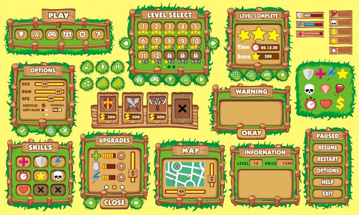 Vector interfaz de usuario del juego de plataforma para aplicaciones móviles