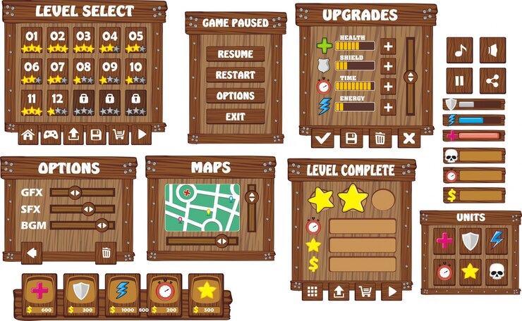 Vector interfaz de usuario del juego de plataforma