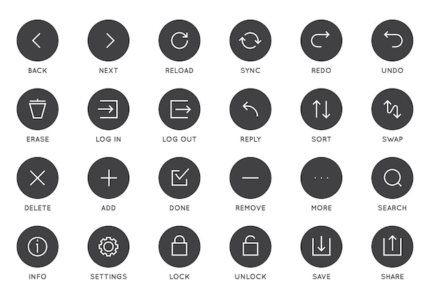 Interfaz de usuario del sistema UI Conjunto de iconos vectoriales Iconos con líneas mínimas de alta calidad para todos los propósitos