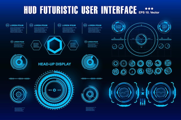 Interfaz de usuario táctil gráfica virtual azul futurista Pantalla de panel HUD pantalla de tecnología de realidad virtual