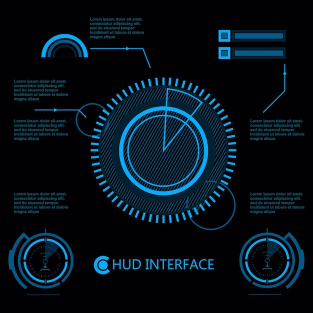Interfaz de usuario táctil gráfica virtual azul futurista