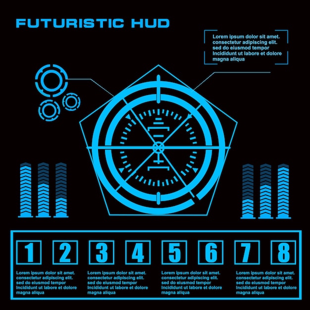 Interfaz de usuario táctil gráfica virtual azul futurista