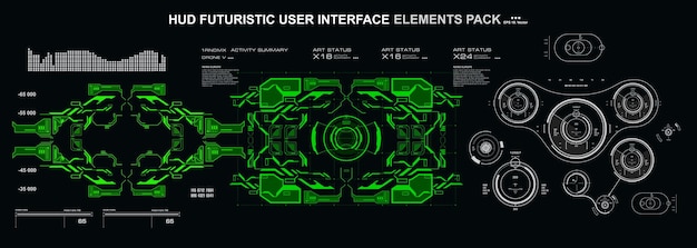 Interfaz de usuario táctil gráfica virtual futurista Elementos de interfaz HUD Pantalla de tablero HUD