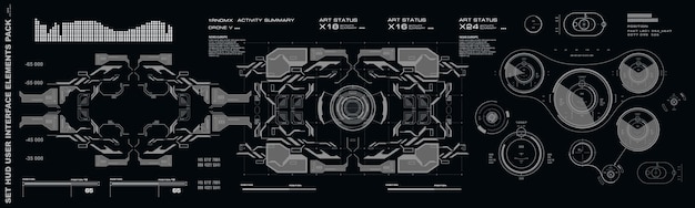Interfaz de usuario táctil gráfica virtual futurista HUD Elementos de la interfaz HUD Pantalla del tablero HUD