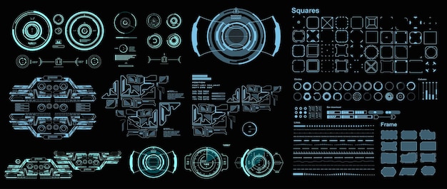 Interfaz de usuario táctil gráfica virtual futurista de HUD Pantalla de panel HUD objetivo