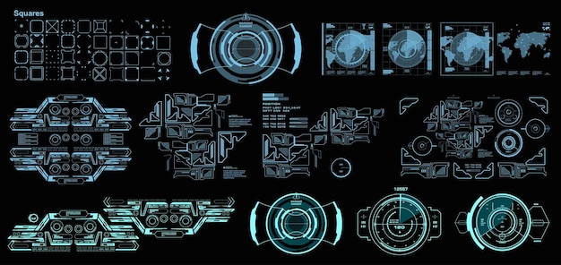Interfaz de usuario táctil gráfica virtual futurista de HUD Pantalla de tablero HUD objetivo
