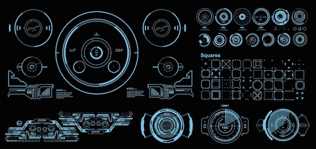 Interfaz de usuario táctil gráfica virtual futurista de HUD Pantalla de tablero HUD objetivo