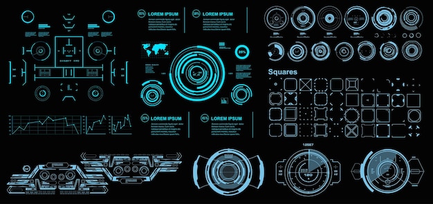 Interfaz de usuario táctil gráfica virtual futurista de HUD Pantalla de tablero HUD objetivo