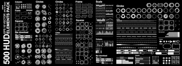 Interfaz de usuario táctil gráfica virtual futurista mega set elementos futuristas de hud